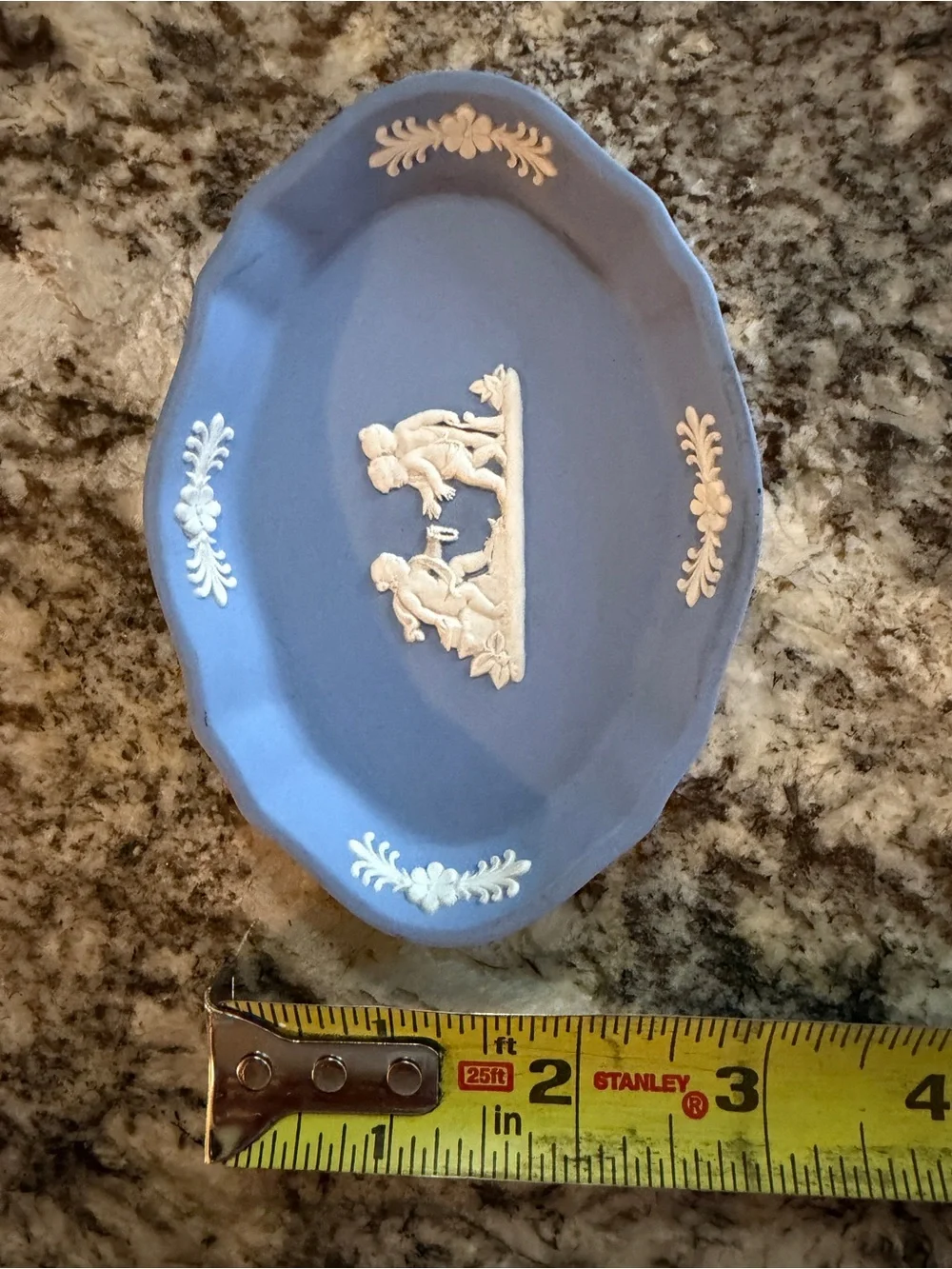 Wedgwood Blue Jasperware Oval Dish with White Relief